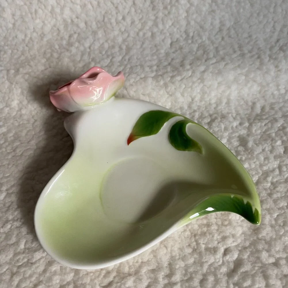 Beddinginn Pink Rose Tea Cup Heart Shape Saucer 3D Flower‎